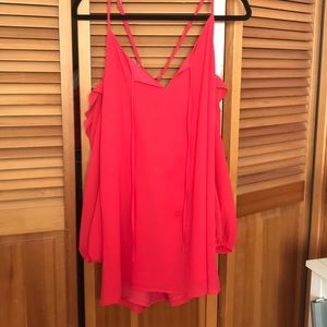 Bright Red Cold shoulder blouse